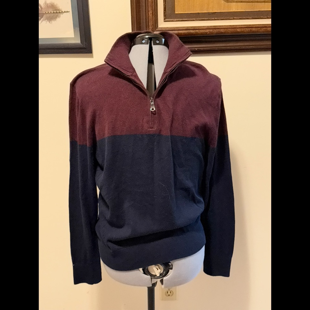 Banana Republic Red and Blue Zip Up Sweater
